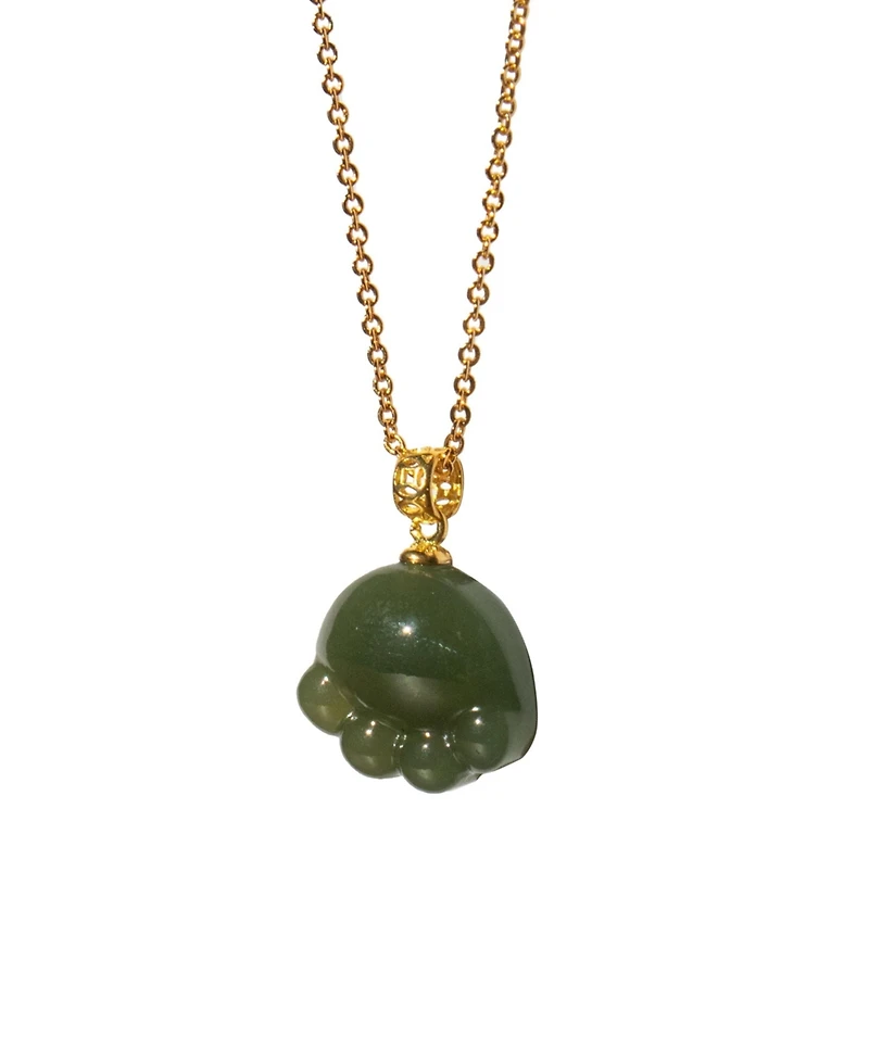 Cat Paw Ii — Green Jade Pendant Necklace