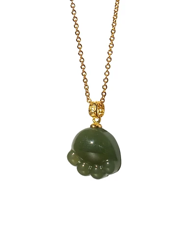 Cat Paw Ii — Green Jade Pendant Necklace