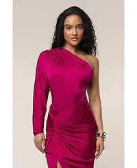 Jluxlabel Women's One Shoulder Shirred Bodysuit