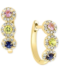 Lali Jewels Multi-Sapphire (1/3 ct. t.w.) & Diamond (1/5 ct. t.w.) Hoop Earrings in 14k Yellow Gold