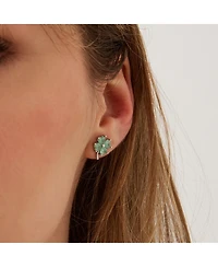 Spero London Four Leaves Clover Sterling Silver Stud Earring - Green