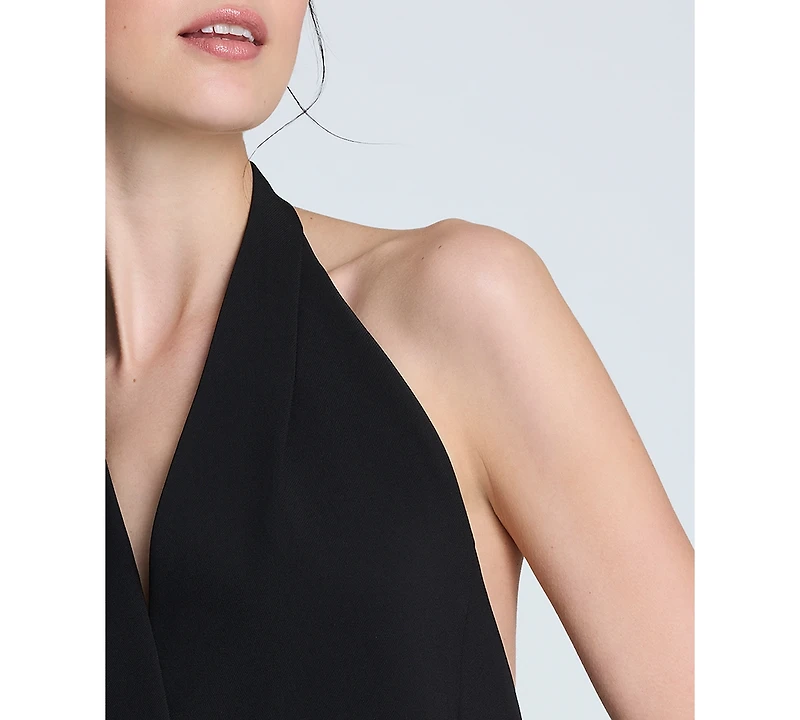 Kenneth Cole Women's Luxe Twill Three-Button Halter Vest