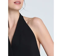 Kenneth Cole Women's Luxe Twill Three-Button Halter Vest