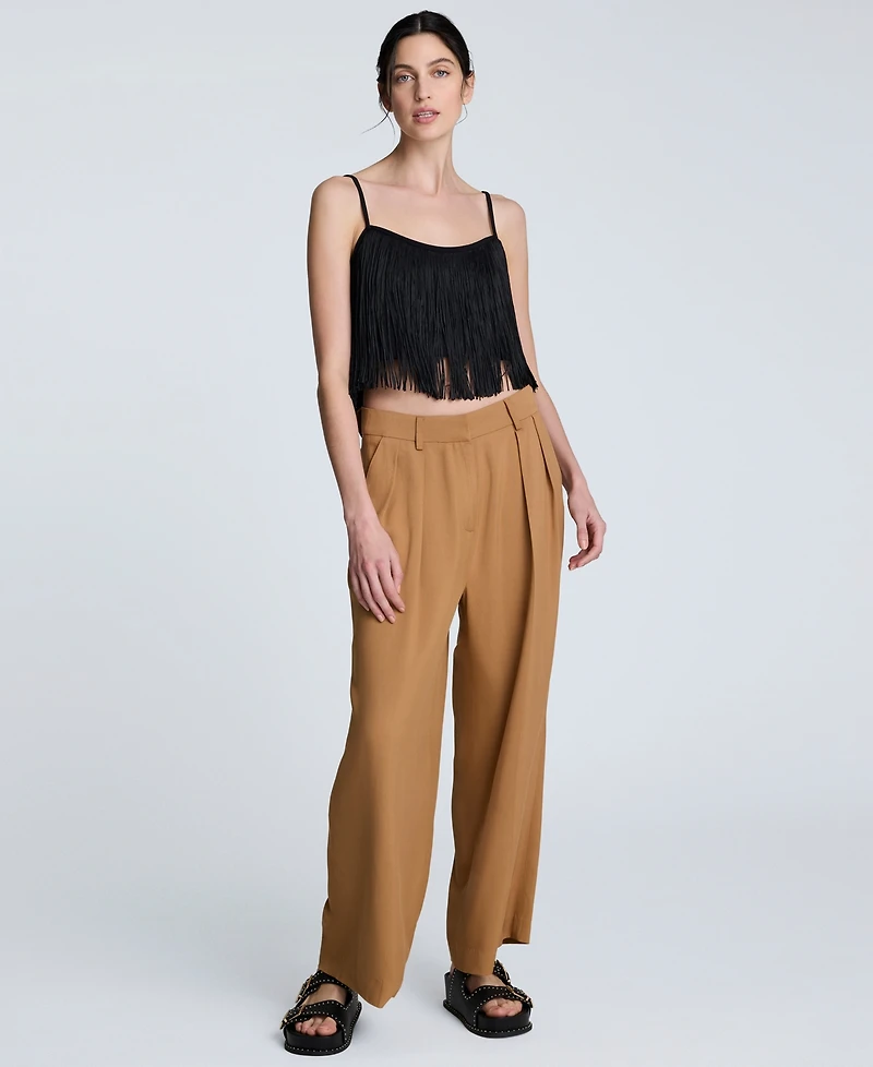 Kenneth Cole Women's High Rise Double-Pleat Wide-Leg Pants