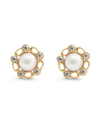 Coach Faux Stone Signature Heritage Cultivated Pearl Stud Earrings