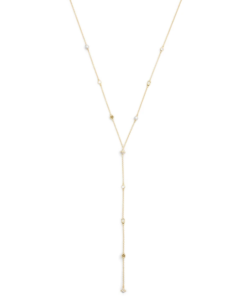 Coach Faux Stone Signature Heritage Cultivated Pearl Charm Strand Y Necklace