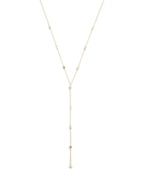 Coach Faux Stone Signature Heritage Cultivated Pearl Charm Strand Y Necklace