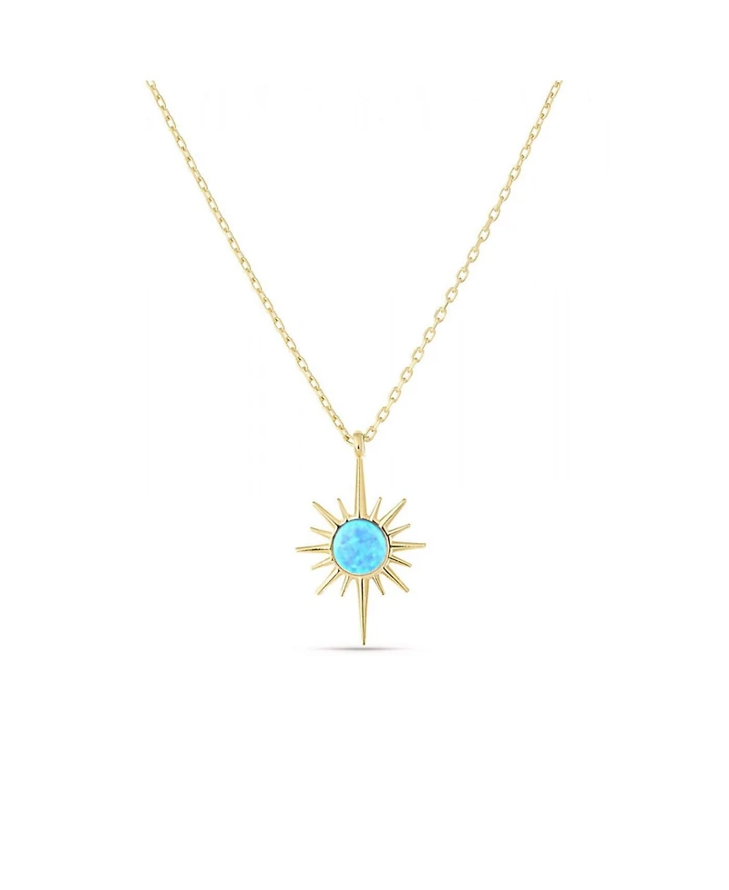 Spero London Blue Opal Northernstar Sterling Silver Pendant Necklace