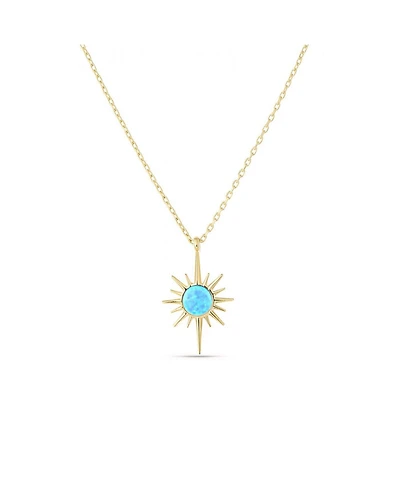 Spero London Blue Opal Northernstar Sterling Silver Pendant Necklace