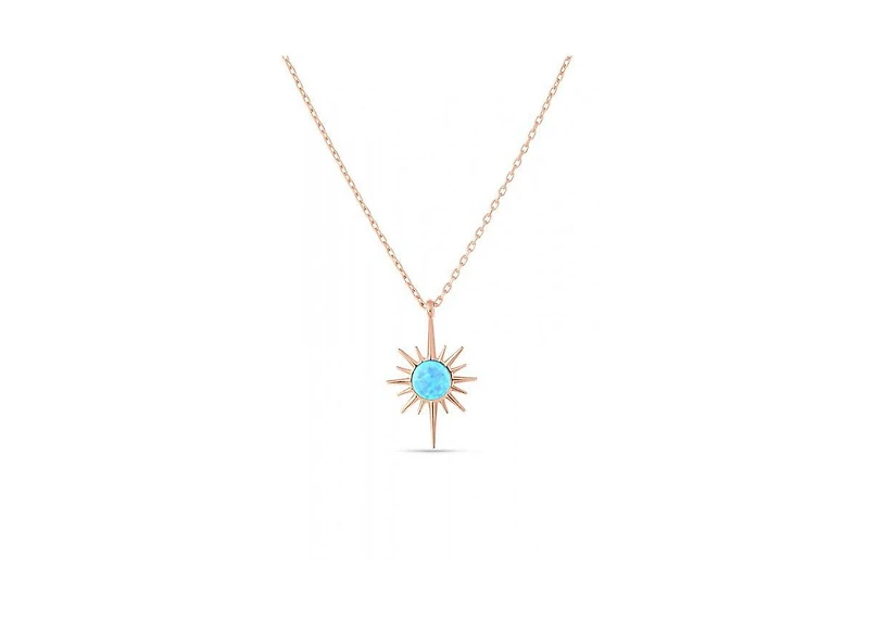 Spero London Blue Opal Northernstar Sterling Silver Pendant Necklace