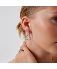 Spero London Chunky Heart Sterling Silver Drop Earrings