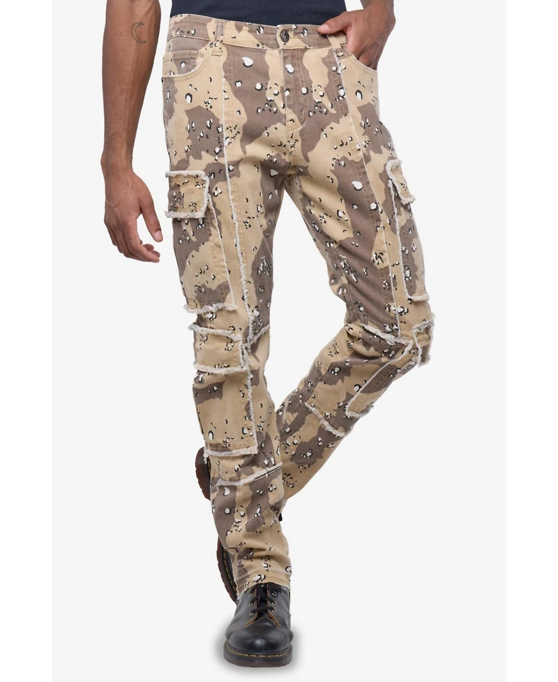 Raw X Men's Printed Cargo Pocket Denim Jeans