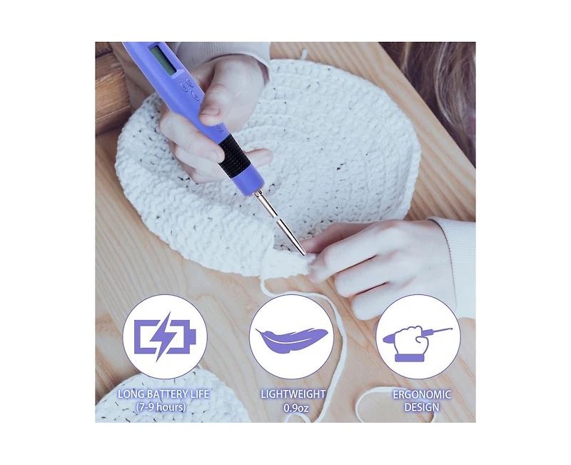 Zcvtbye Rechargeable Lighted Crochet Hook Set with Stitch Counter, Interchangeable Metal Heads