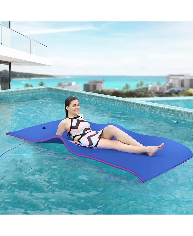 Hallolure Blue Water Floating Mat Foam Pad, 7x3FT Bouncy Tear-Resistant Xpe Foam