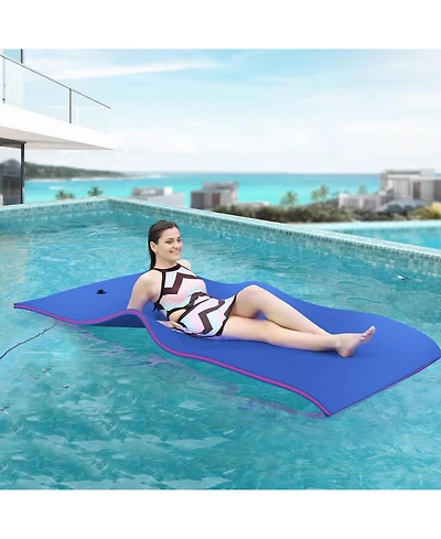 Hallolure Blue Water Floating Mat Foam Pad, 7x3FT Bouncy Tear-Resistant Xpe Foam