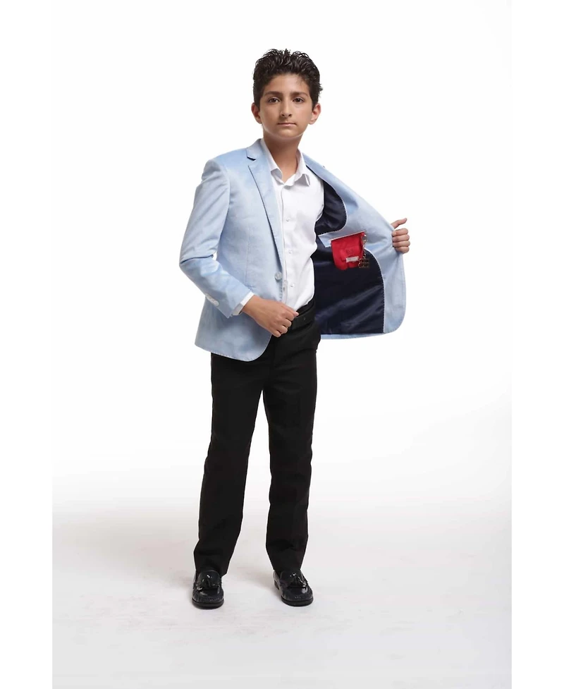Elie Balleh Boys Blue Slim Fit Velvet Jacket