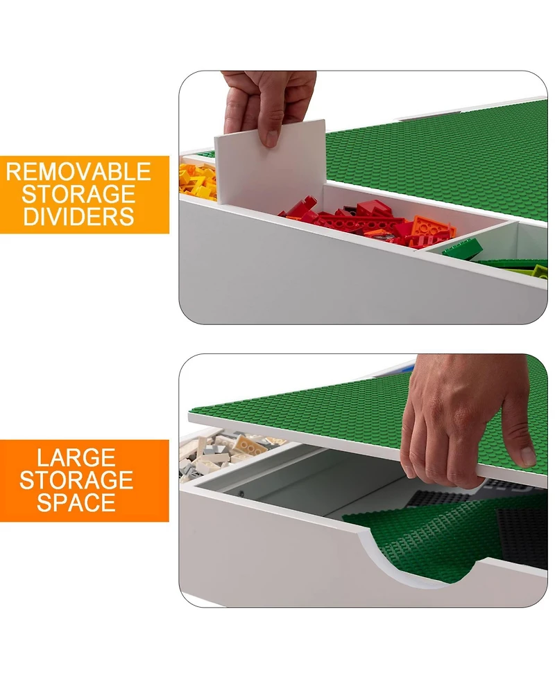 Streamdale 2-in-1 Play Table with Lego Compatibility (White)