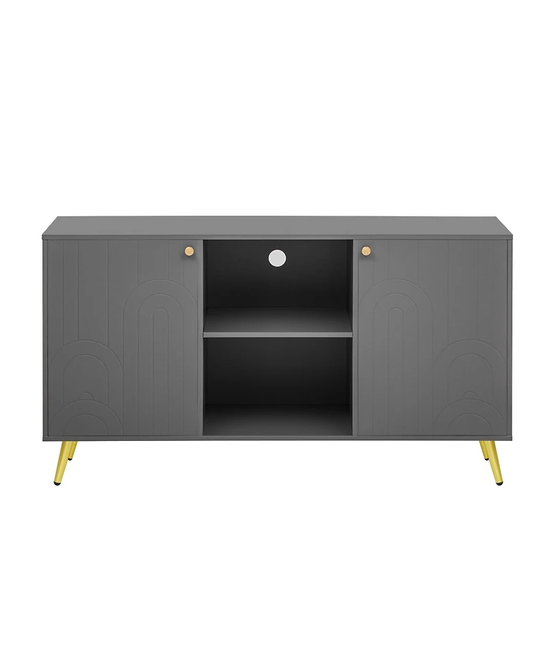 Streamdale Modern Tv Stand with Adjustable Shelf, Metal Legs