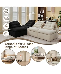 Streamdale Modular Sofa Diy, Corduroy, 4 Seats, No Armrests, Pillow-Back, Lumbar Pillow