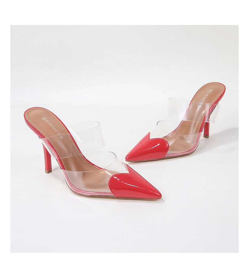 Canice Heart Tipped Clear Mules