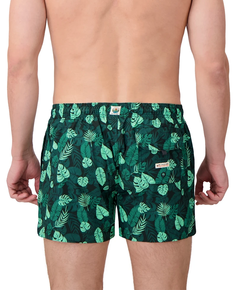 Sunset and Vines Men's Leaf-Pattern Woven Swim Trunks