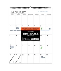 Undated 17" x 22" Dry Erase Large Wire-o Hanging Vertical Wall Calendar
