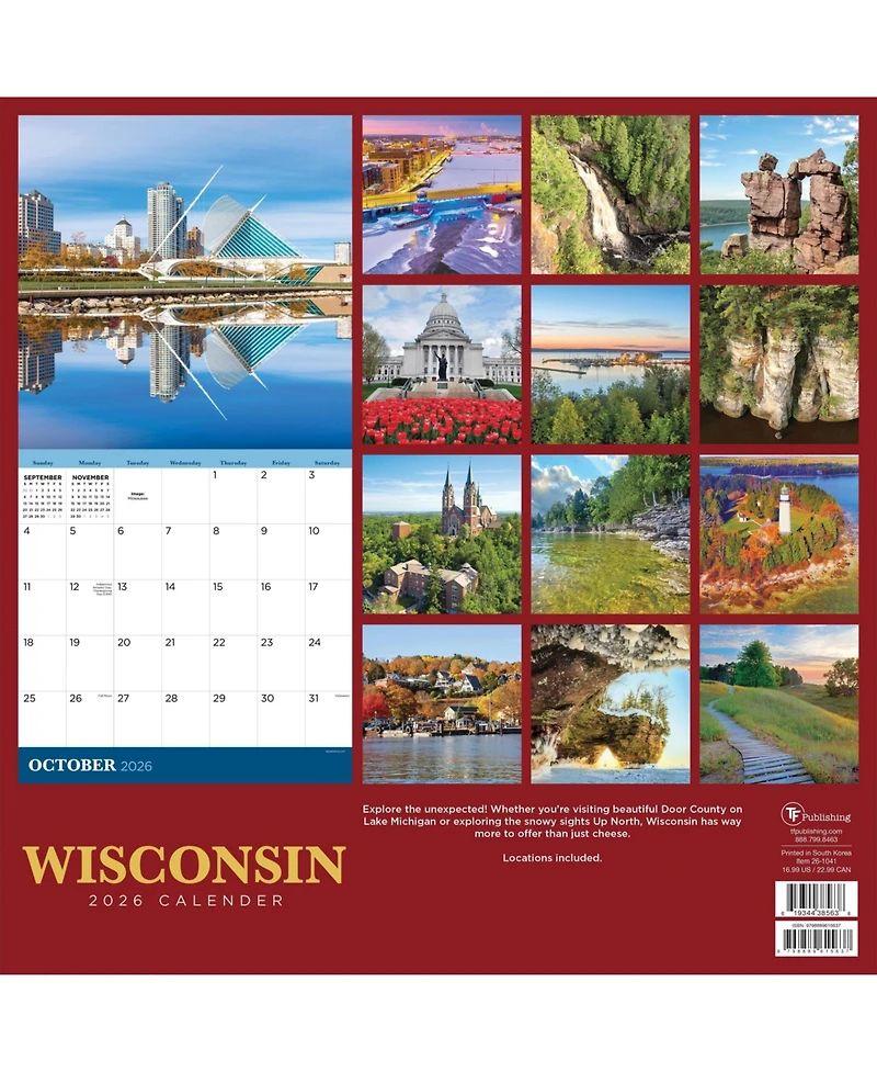 2026 Wisconsin Wall Calendar