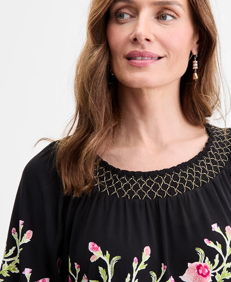 Jm Collection Women's Printed Scoop-Neck Top, Exclusively at Macy's