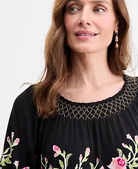 Jm Collection Women's Printed Scoop-Neck Top, Exclusively at Macy's