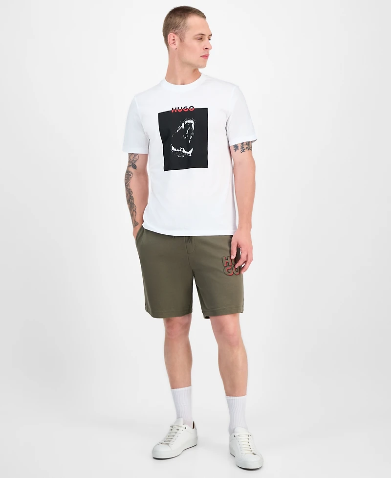 Hugo by Boss Men's Dobero Short Sleeve Crewneck Dog Fangs Graphic T-Shirt