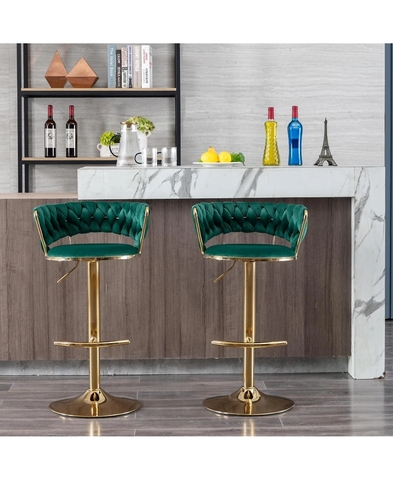 Streamdale Adjustable Swivel Bar Stools with Chrome Base (Set of 2)