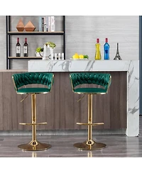 Streamdale Adjustable Swivel Bar Stools with Chrome Base (Set of 2)
