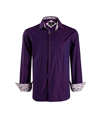 Elie Balleh Big Boys Wine Slim Fit Jacquard Dot Shirt