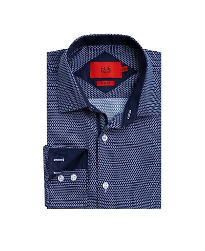 Elie Balleh Big Boys Navy Slim Fit Honeycomb Button-Down Shirt
