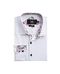 Elie Balleh Big Boys White Slim Fit Jacquard Dot Shirt
