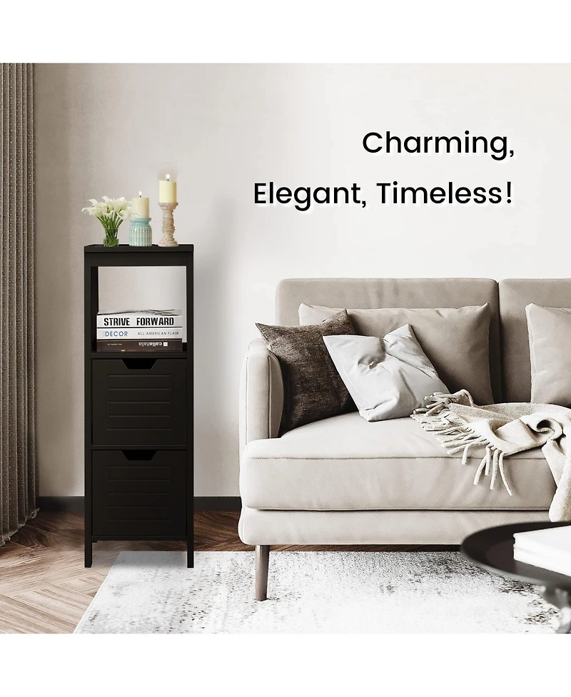 Bathroom Wooden Floor Cabinet Multifunction Storage Rack Stand Organizer