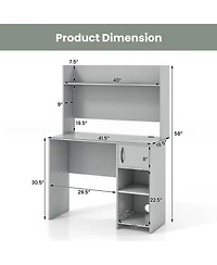Home Office Desk with Raised Display Shelf and 2 Open Shelves