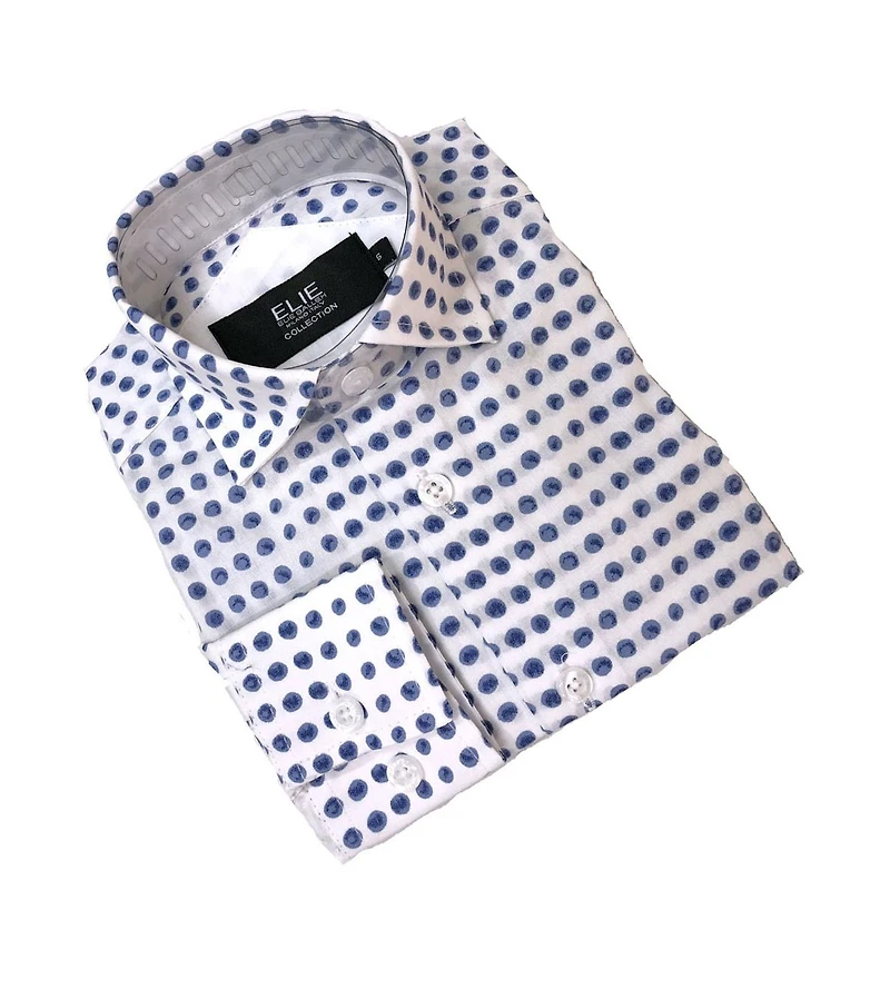 Elie Balleh Big Boys White Dotted Slim Fit Shirt for