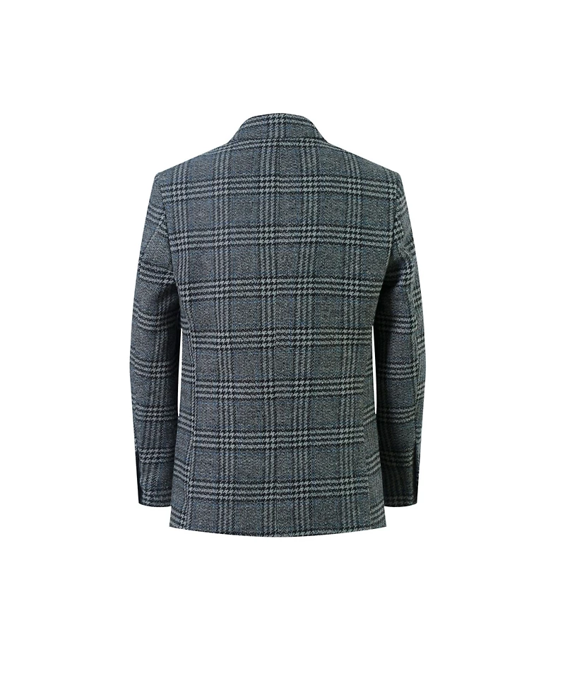 Slim Fit Windowpane Blazers Sports Coat Jacket for Boys - Grey, S/8