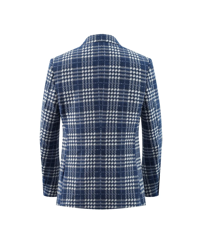 Elie Balleh Boys Slim Fit Buffalo Plaid Blazer