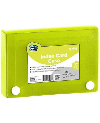 3" X 5" Index Card Case Holds 100 Cards Includes Business Card/Index Holder and 5 Tab Dividers Comes Assorted Color – (Pack of 4)
