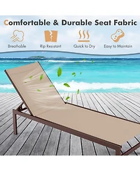 Gymax Aluminum Patio Chaise Lounge Outdoor Adjustable Lounge Chair W/ 6-Position Backrest