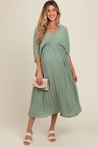 Pinkblush Maternity Black Pleated V Neck Maxi Dress