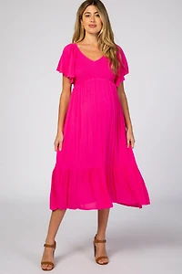 Pinkblush Maternity Fuchsia Smocked Ruffle Dress