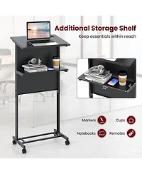 3-Position Height Adjustable Lectern Table with Tilted Tabletop