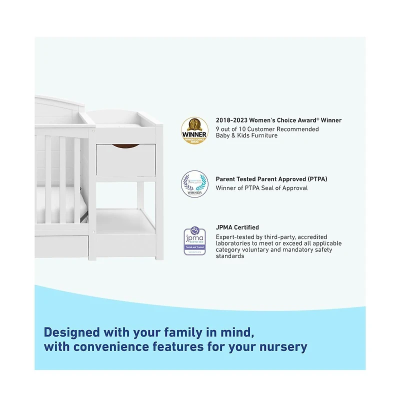 Graco Bellwood 5-in-1 Convertible Crib & Changer with Drawer (White)