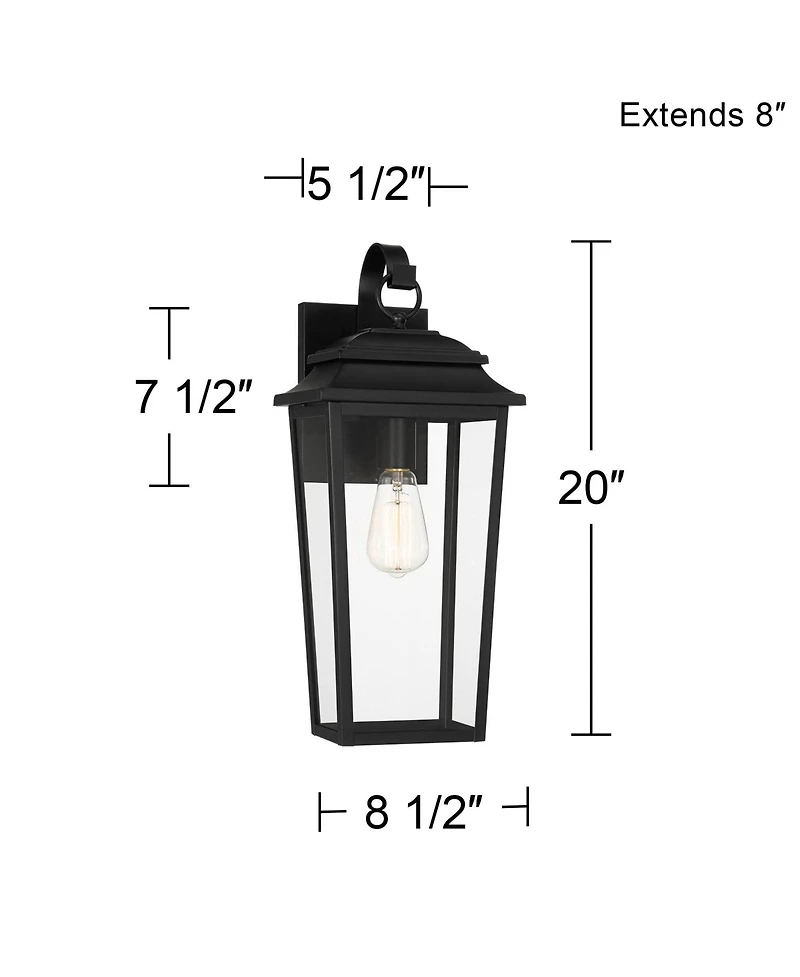 Bellis Verde High Traditional Outdoor Wall Light Fixture Mount Porch House Exterior Outside Lantern Led Bulb Waterproof Weatherproof Textured Black Me