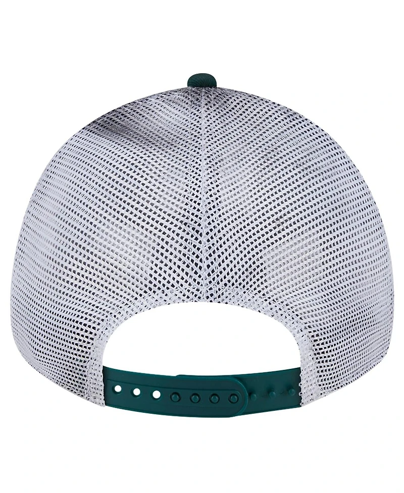 New Era Men's Green Athletics Team Slick Trucker 9TWENTY Adjustable Hat
