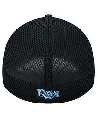 New Era Men's Black Tampa Bay Rays Team Tone 39THIRTY Flex Hat