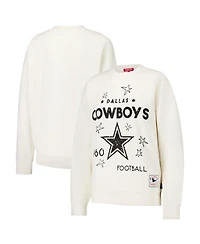 Mitchell & Ness Women's Cream Dallas Cowboys Lightweight 3.0 Logo Pullover Sweatshirt